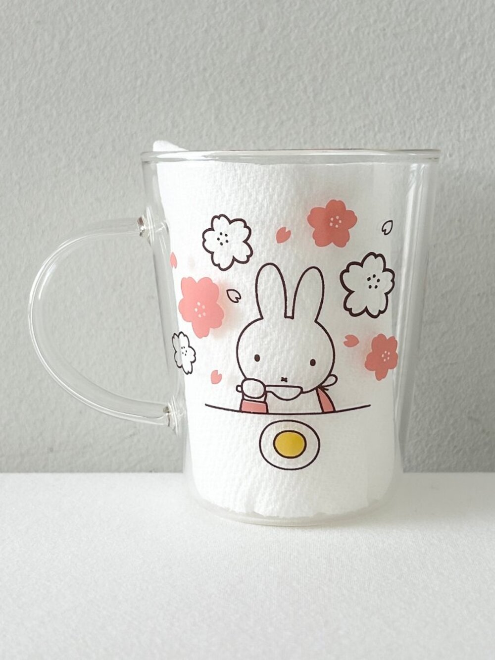 MIFFY Sakura Kitchen Clear Glass Mug Arashiyama Japan Ltd Ed Pink Cherry Blossom